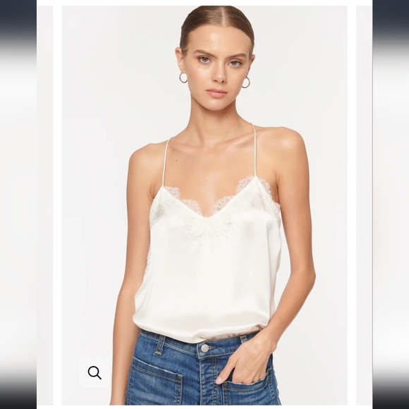 E_Cami NYC RACER CHARMEUSE CAMI WHITE - Picture 1 of 7